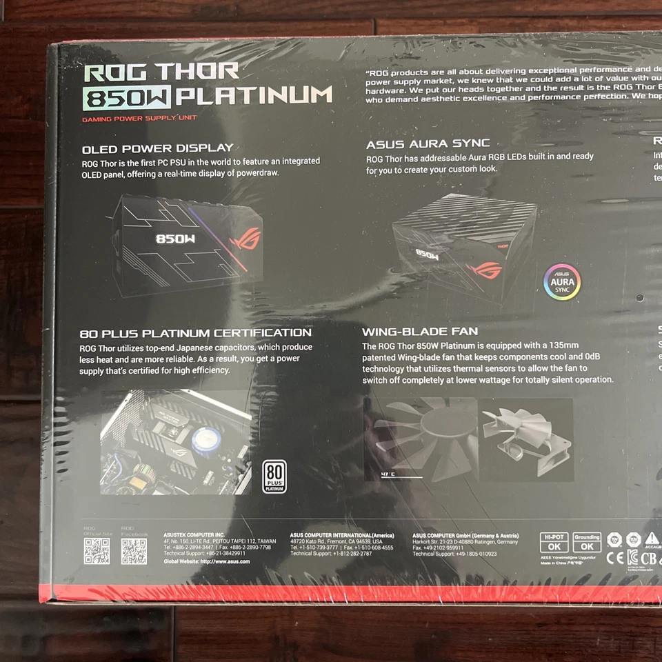 ASUS ROG Thor 850W Platinum Certified Fully-Modular RGB Power Supply New - Image 3 of 4