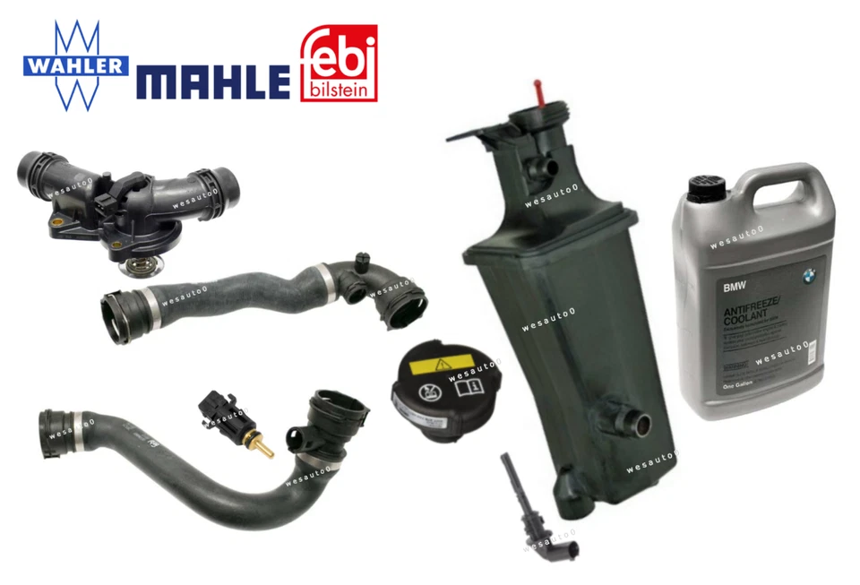 Para BMW E46 Tanque de Refrigerante Termostato Tapa Manguera Superior Inferior Sensor Refrigerante 8 piezas OES Foto 2 de 2