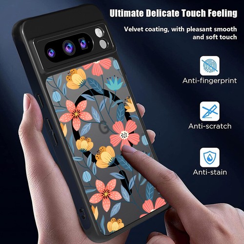 Flower Patterned Magnetic Phone Case For Google Pixel 9 Pro XL 9A 8A 8 7A Cover - Picture 6 of 17