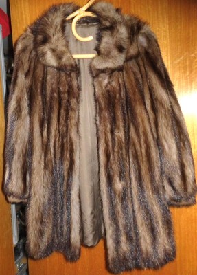 Manteau En Fourrure Véritable D'élevage - Taille 38 à 42, Gris - Longueur 89 Cm
