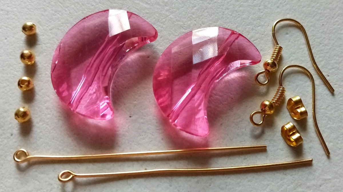 MAKE YOUR OWN EARRINGS KIT Gold Plated Findings 25mm Faceted
