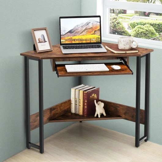 Rustic computer desk online with keyboard tray
