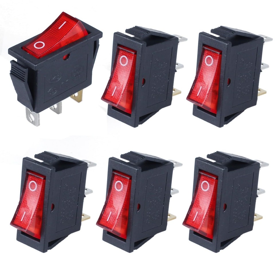 2Pcs Rocker Switch AC110V/120V 20A Light Illuminated ON-Off 3 Pins 2 ...