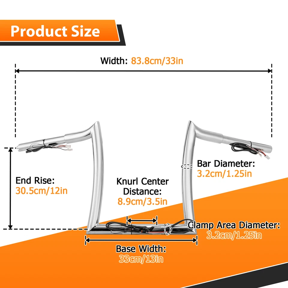 12'' Rise Pre-Wred Ape Hanger Handlebar For Harley Road Glide Limited 2020-2024 - Image 2 of 4