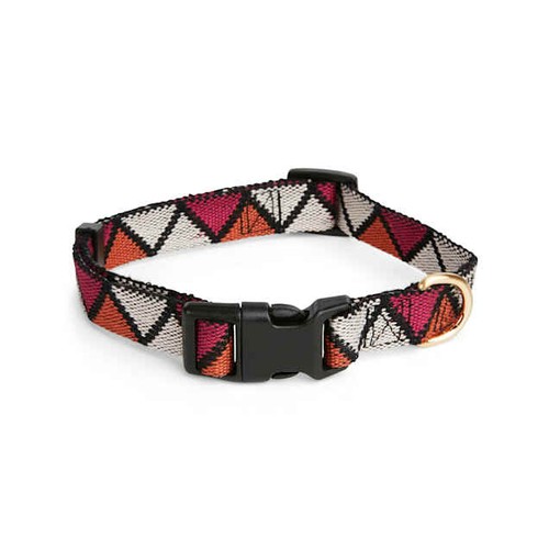 YOULY The Wanderer Red & Orange Patterned Dog Collar, Large