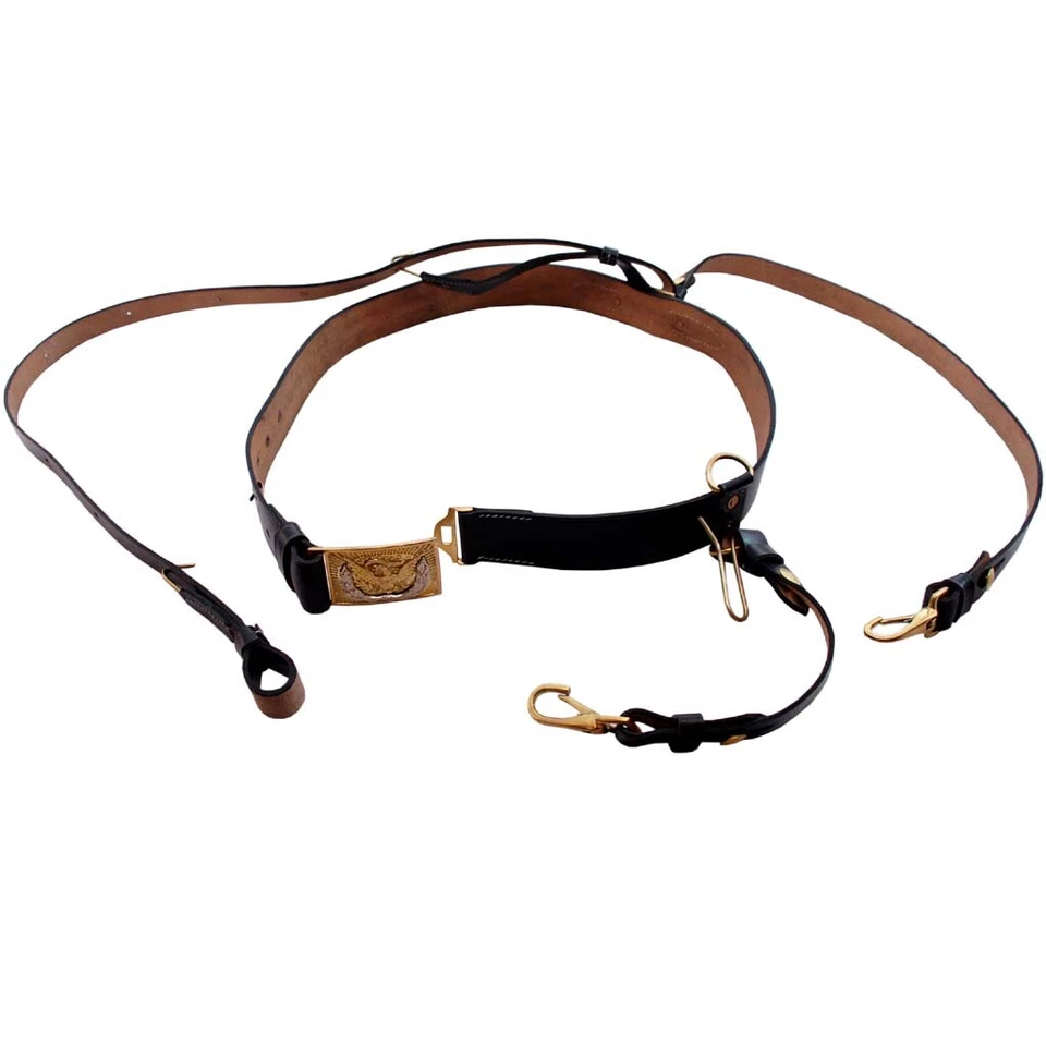 Ceinture d'épée en cuir d'officier US Civil War Union Confederate / Eagle Squ... - Photo 3/4