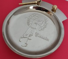 Silver Classic 5" Golf Ashtray / Trinket Dish With Brass Driver And Ball