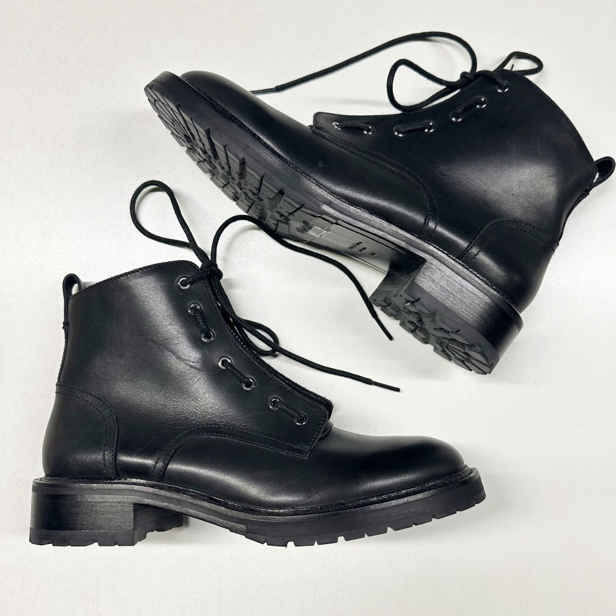 Rag Bone Cannon Black Leather Combat Boots Womens Size