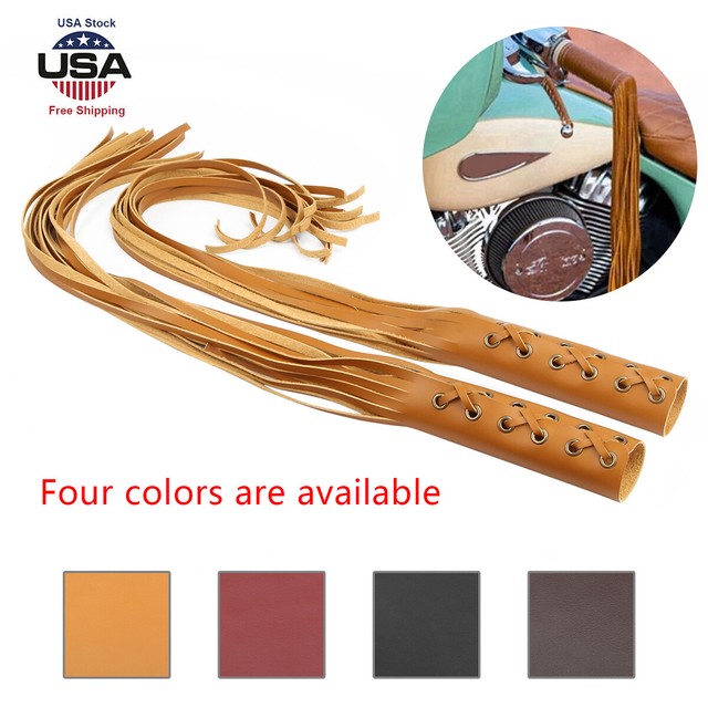 Protector 19" Leather Laces Fringe Motorcycle Bike Grip HandleBar