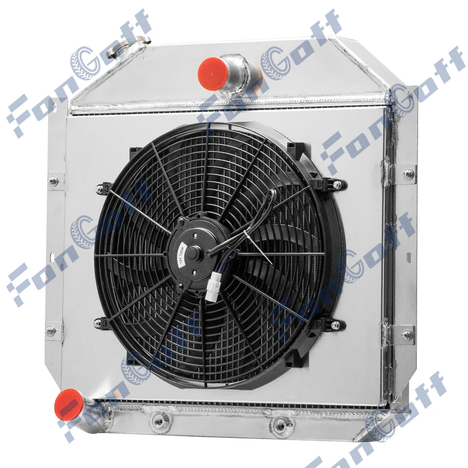 3 Rows Radiator+Shroud Fan For 51-1957 International Harvester L/R/S Series Foto 3 de 4