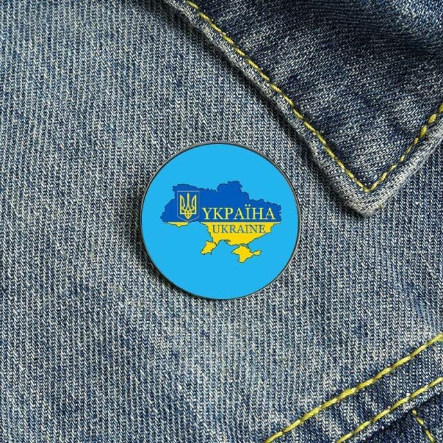 UKRAINE Map Pin, The Ukrainian Map Flag Brooch Badge Button Pin 79"" / 2cm