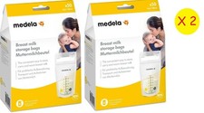 Medela Breast Milk Storage Bags 180 ml 2 Pk X 50 Bags Freezer Safe-Resealable