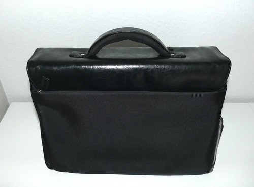 Pal Zileri Lab. Aktentasche Notebooktasche Laptoptasche Schwarz Leder Nylon neu - Bild 7 von 10