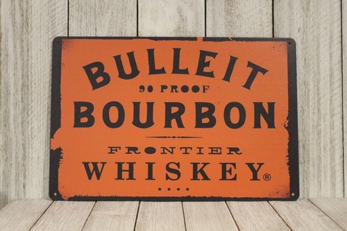 Bulleit Bourbon Whiskey Tin Sign Metal Whisky Bar Irish Pub Vintage Look Ad