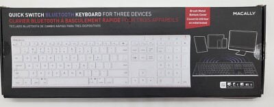 Macally White Wireless Bluetooth Keyboard for Mac Keyboard IPhone PC Android