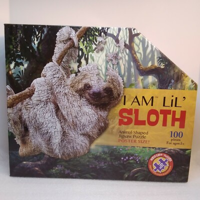 Madd Capp I Am Lil' Sloth PUZZLE Animal Shaped Jigsaw 100 Pieces Poster Size NIB