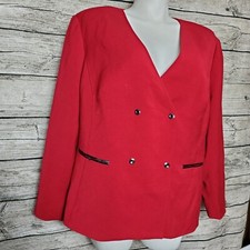 Tahari Blazer Double Breasted Plus Size 24w Jacket Office Career Snap Butt Red
