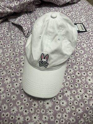Psycho Bunny Men's Cotton Sunbleached Cap - White, One Size Psycho Bunny Men's Cotton Sunbleached Cap - White, One Size