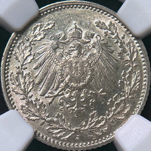 GERMANY. 1905, 1/2 Mark, Silver, J - NGC MS61 - Hamburg