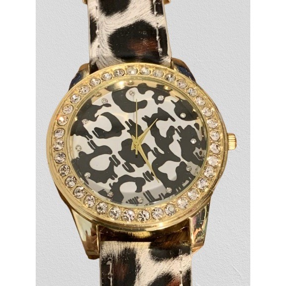 Leopard Print Rhinestone Watch