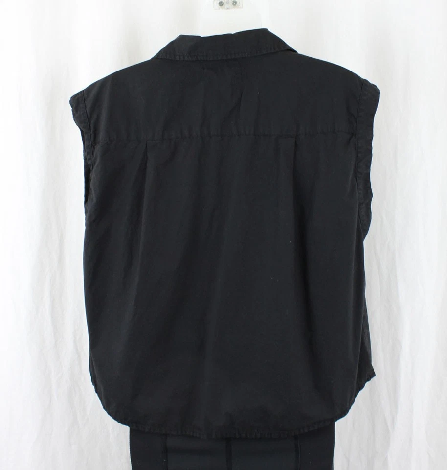 Top sin mangas mediano de terciopelo de Graham & Spencer para mujer de algodón negro con cuello redondo Foto 2 de 4