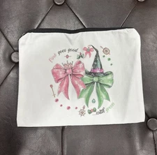 Wicked Pink Goes Good with Green Pencil Case Makeup Bag Cosmetic Bag New