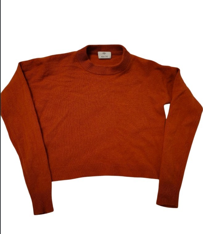Allude Women's Cashmere Sweater Orange Size Medium Long Sleeve Cutoff