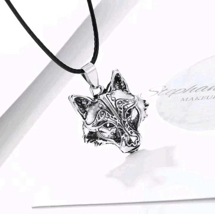 Wolf Wolfskopf Anhänger mit Kette - Halskette Edelstahl 50 cm. Keltisch Wiking. - Bild 3 von 4