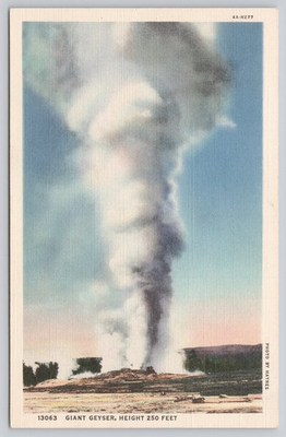 #ad #ad Vintage Linen Postcard Giant Geyser Yellowstone Park 250 Ft Eruption $4.75