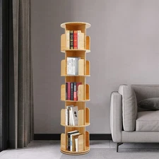 360° Rotating Bookshelf 5 Tier Floor Standing Bookcase Freestanding Display Rack