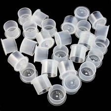 500Pcs Ink Cups Base - Large White Plastic Disposable Microblading Ink Cups w...