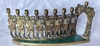 VTG Brass Menorah Israeli Hanukkah Judaica Maccabee  9 Candle Holder  — photo 2