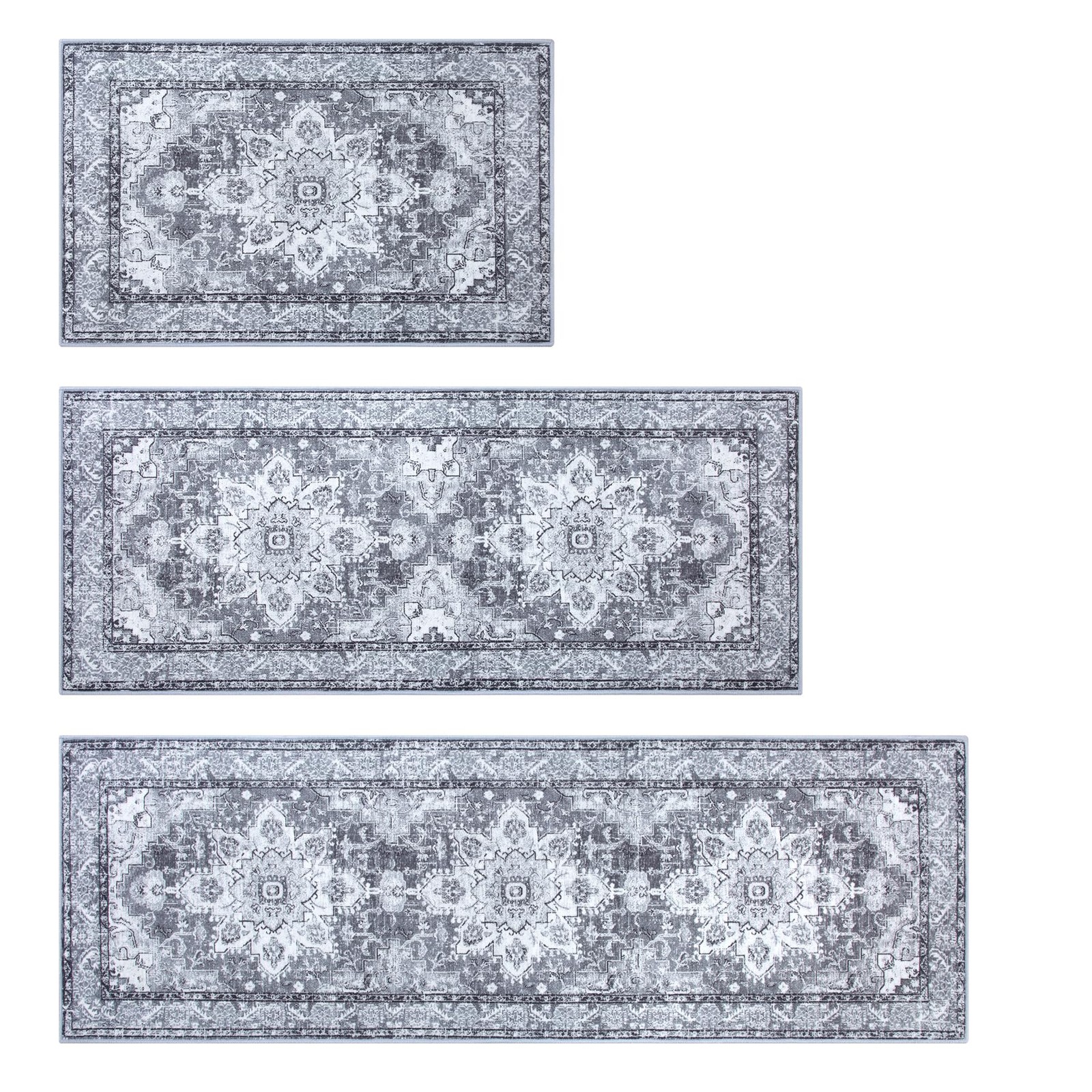 Non-Slip Washable Kitchen Rugs Set of 3 Mats for Floors