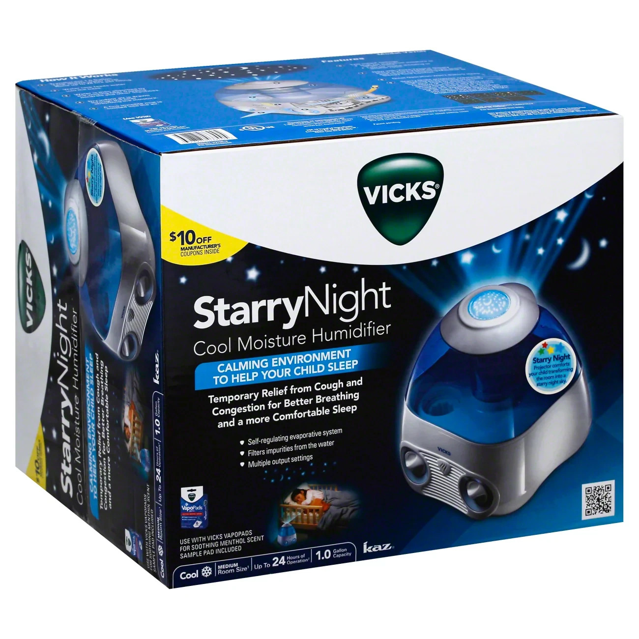 VICKS V3700 STARRY  NIGHT  1 GALLON COOL MIST  HUMIDIFIER