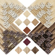 Double Weft Clip In Thick 100 Remy Human Hair Extensions Full Head 8PCS 18CLIPS