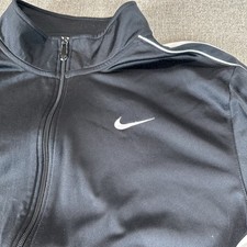 Nike Full Zip Track Jacket Black White Sz L Athletic Running