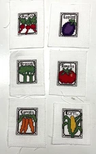 Completed Finished Cross Stitch Handmade Unframed 6 Vegetables Ready for Project