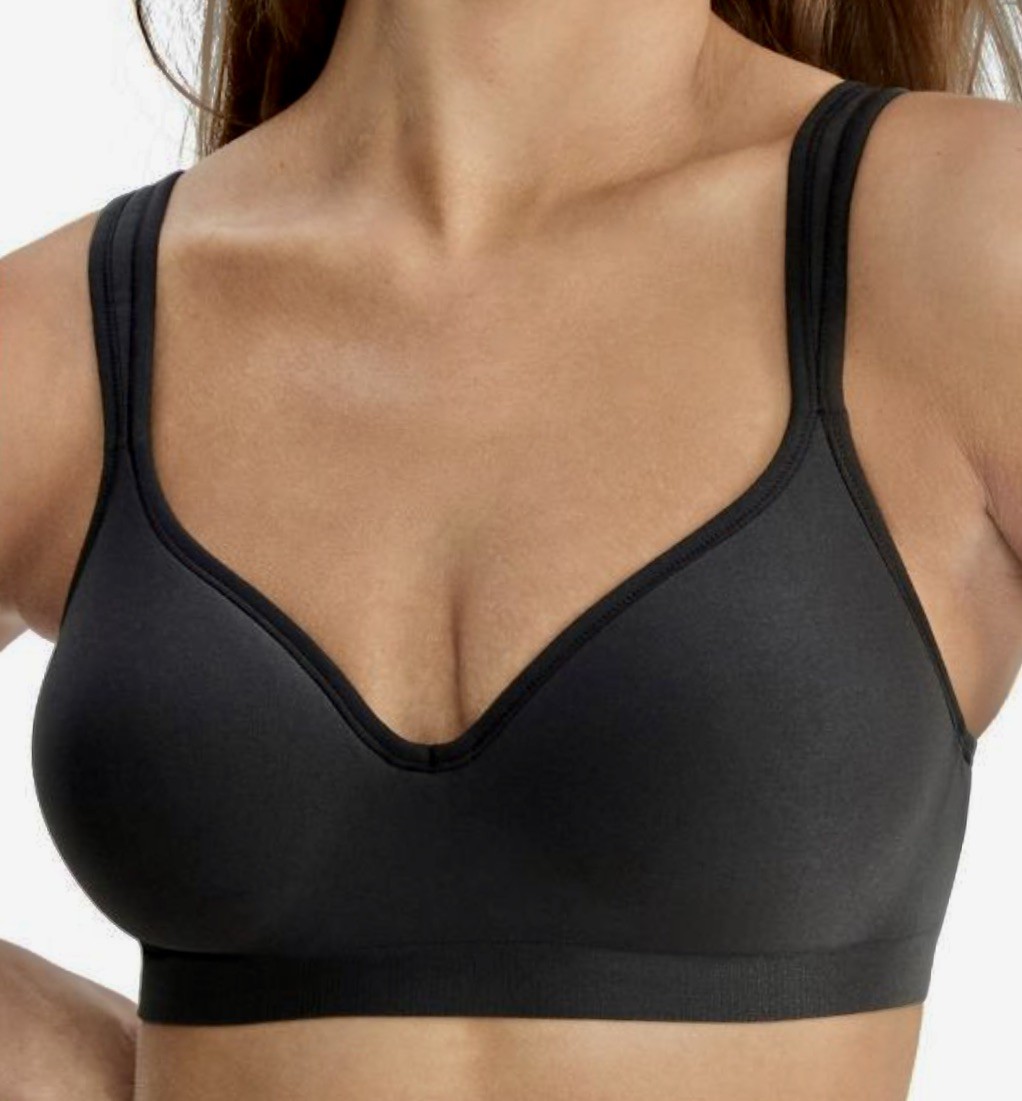 BALI Comfort Revolution Wirefree Covertible Contour Black T Shirt Bra Women 32DD
