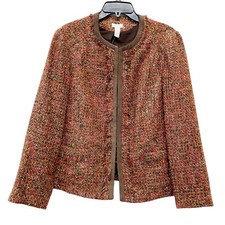 Chico's Women's Multicolor Rainbow Shine Tweed Vikey Jacket Size 2 Large