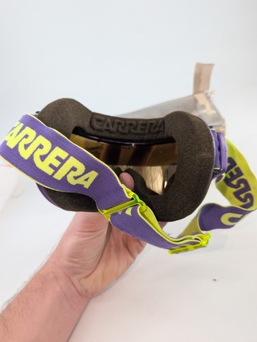 Vintage Carrera Ski Goggles Snowboard Neon Green Purple/pink Yellow Lens Winter - Picture 3 of 5