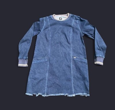 vintage Lee Dark Wash Denim Two Pocket Long Sleeve Dress Size M
