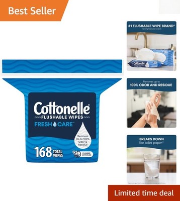 Fresh Care Adult Flushable Wipes - 1 Refill Pack, 168 Wipes for Freshness