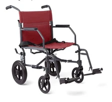 Medline Steel Transport Chair with 12” Wheels 300# Max Wheelchair New In Box