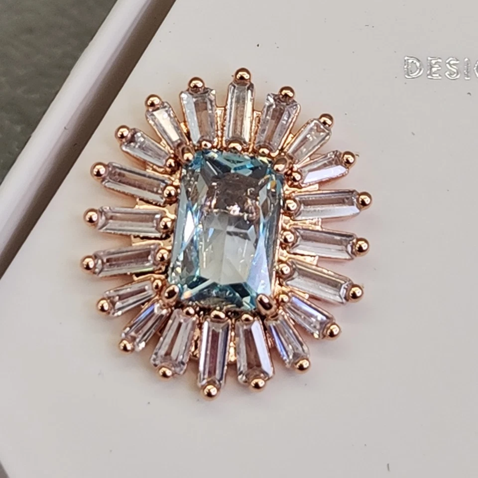 炸弹派对耳环 2025 年 3 月穿孔实验室制作的海蓝宝石 CZ 玫瑰金盘子 — 第 4/4 张图片