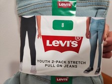 NEW Levi's Youth 2 Pack Stretch Pull On Jeans Size 8 Light Blue  Black Pants