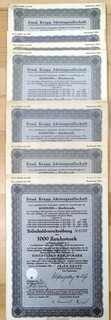 1000 RM TSV 1939: 100 x Fried. Krupp AG Essen 4 1/2 % Teilschuldverschreibung
