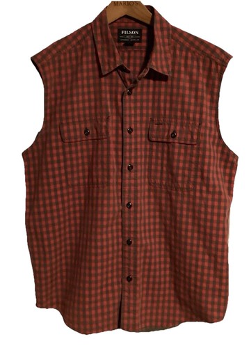 C.C. FILSON Kitsap LOGGER/Rancher Shirt-Sleeveless-Check-Men’s LARGE-Free Shp