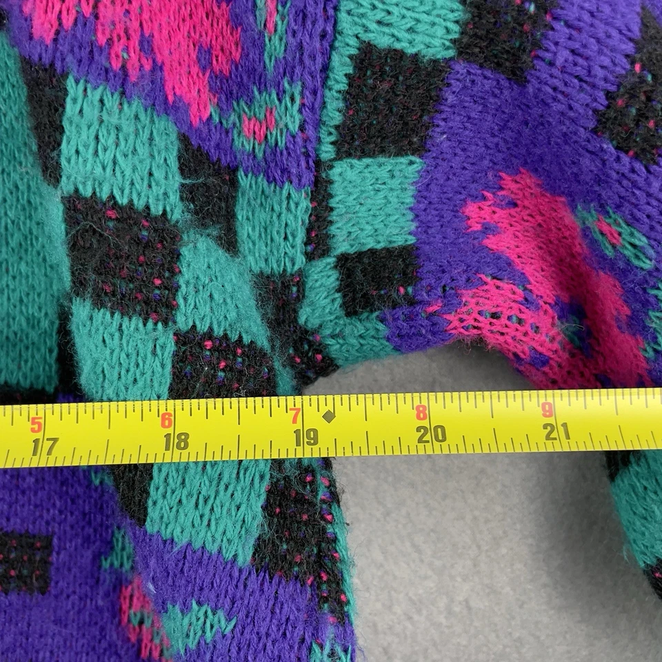 Suéter Vintage Cabin Creek Mujer Grande Negro Rosa Corazones Tejido a Mano AOP 90s Foto 4 de 4