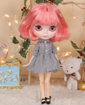 Neo Blythe Doll with Pink Hair Wig Nude Joint Body Shiny Face BJD Toys Gift Deal