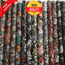 Sticker Bomb Vinyl Wrap Adhesive Skull Cartoon Jdm Print Bike Car Wrapping Film
